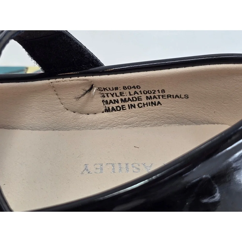 Laura Ashley Dress Shoes Girls Size 11 Black Patent Bow Heart LA100218 - New
